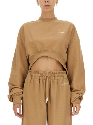 OFF-WHITE Women's Cropped Sweatshirt with Logo Design