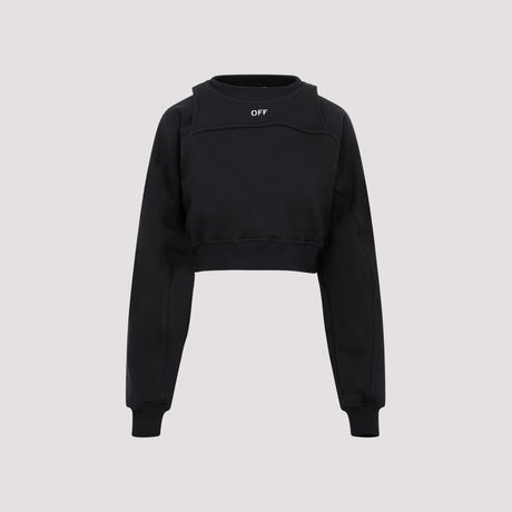 Áo sweatshirt cotton cổ ngắn màu đen dành cho phái đẹp - Bộ sưu tập FW23