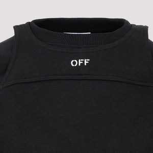 OFF-WHITE Black Cropped Cotton Sweatshirt for Women - FW23 Collection