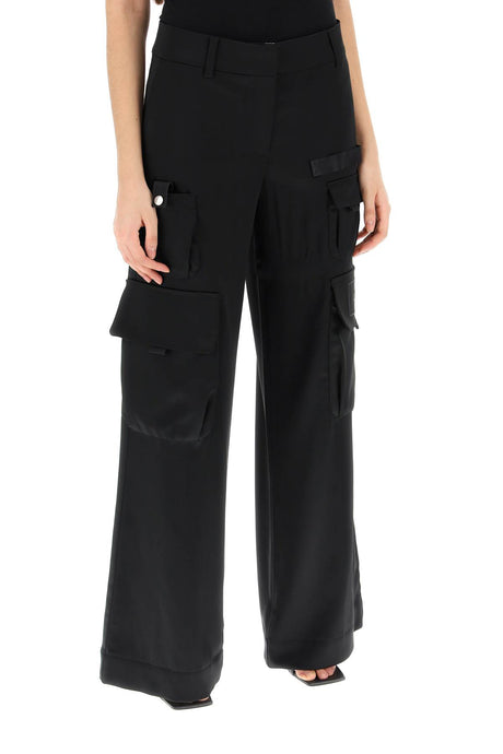 OFF-WHITE Black Toybox Cargo Pants in Stretch Satin for Women - SS24 Collection