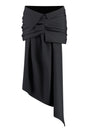 OFF-WHITE Asymmetric Black Wool Skirt for Women