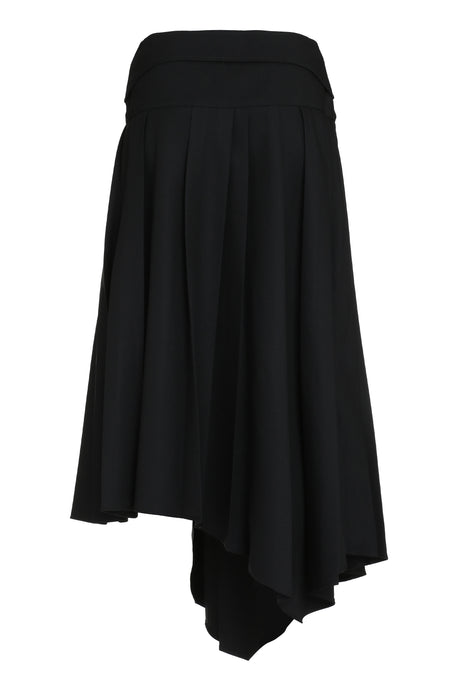 OFF-WHITE Asymmetrical Pleated Skirt with Logo Jacquard Lining and Coordinated Belt