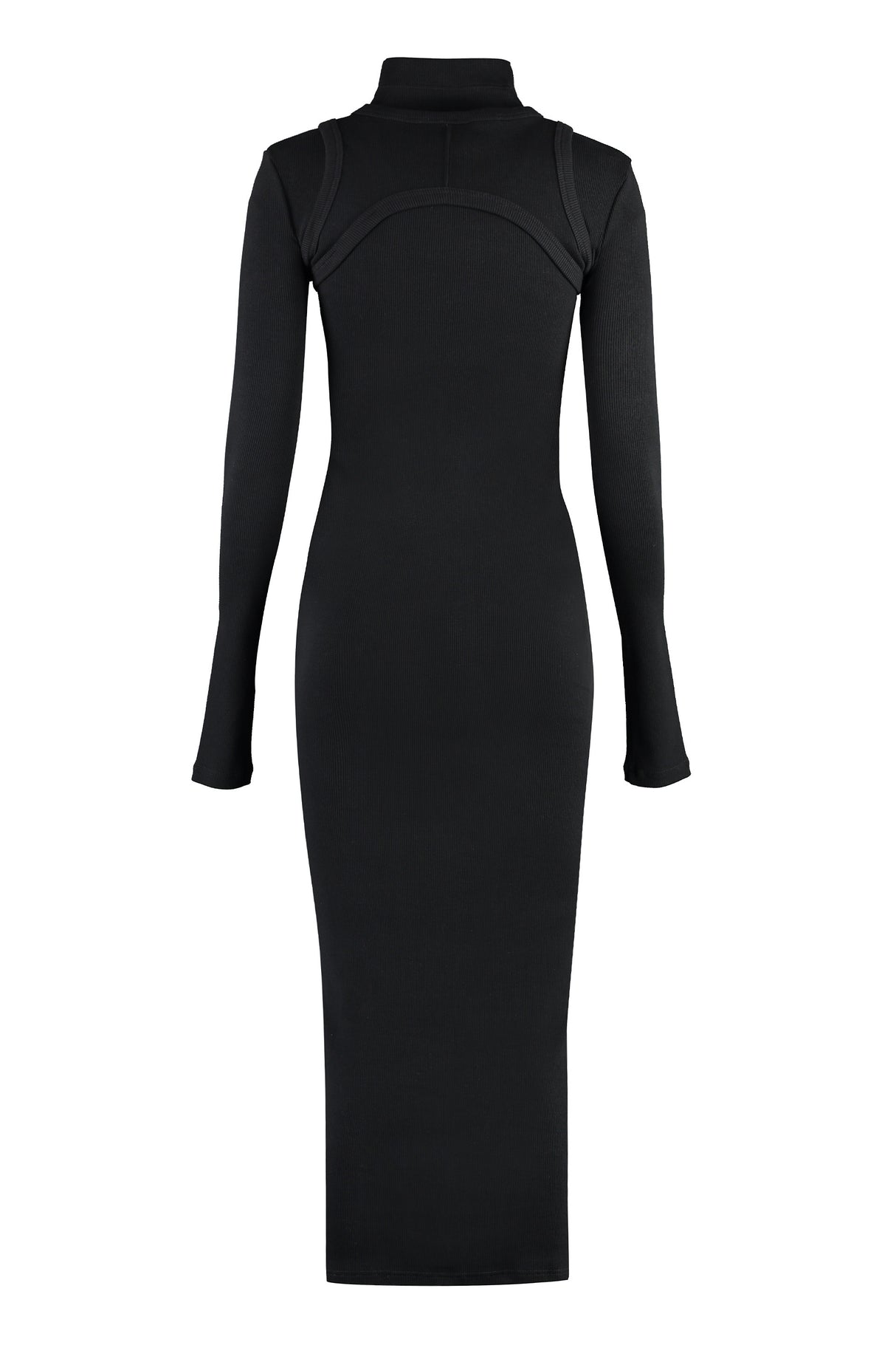 OFF-WHITE Black Ribbed Midi-Dress for Women, FW23 Collection