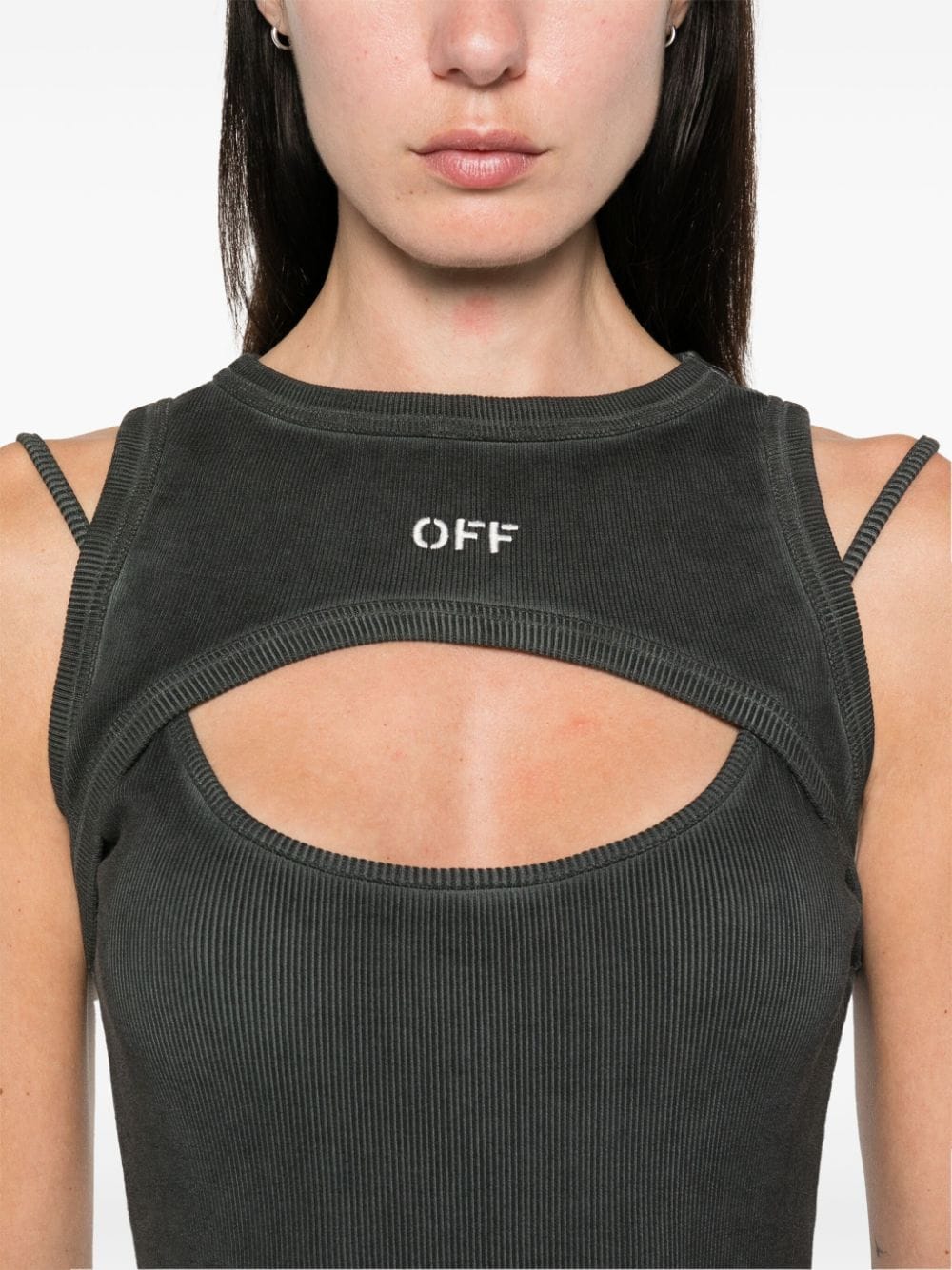 OFF-WHITE Cut-Out Mini Dress with Logo Embroidery