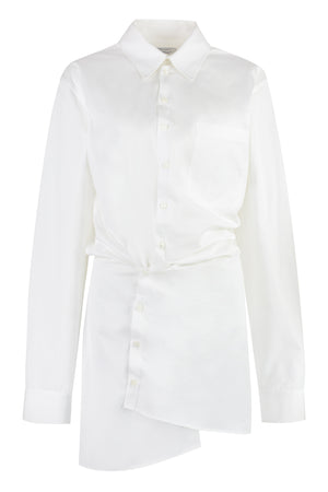 OFF-WHITE Elegant White Cotton Shirt Dress with Asymmetric Hem for Women