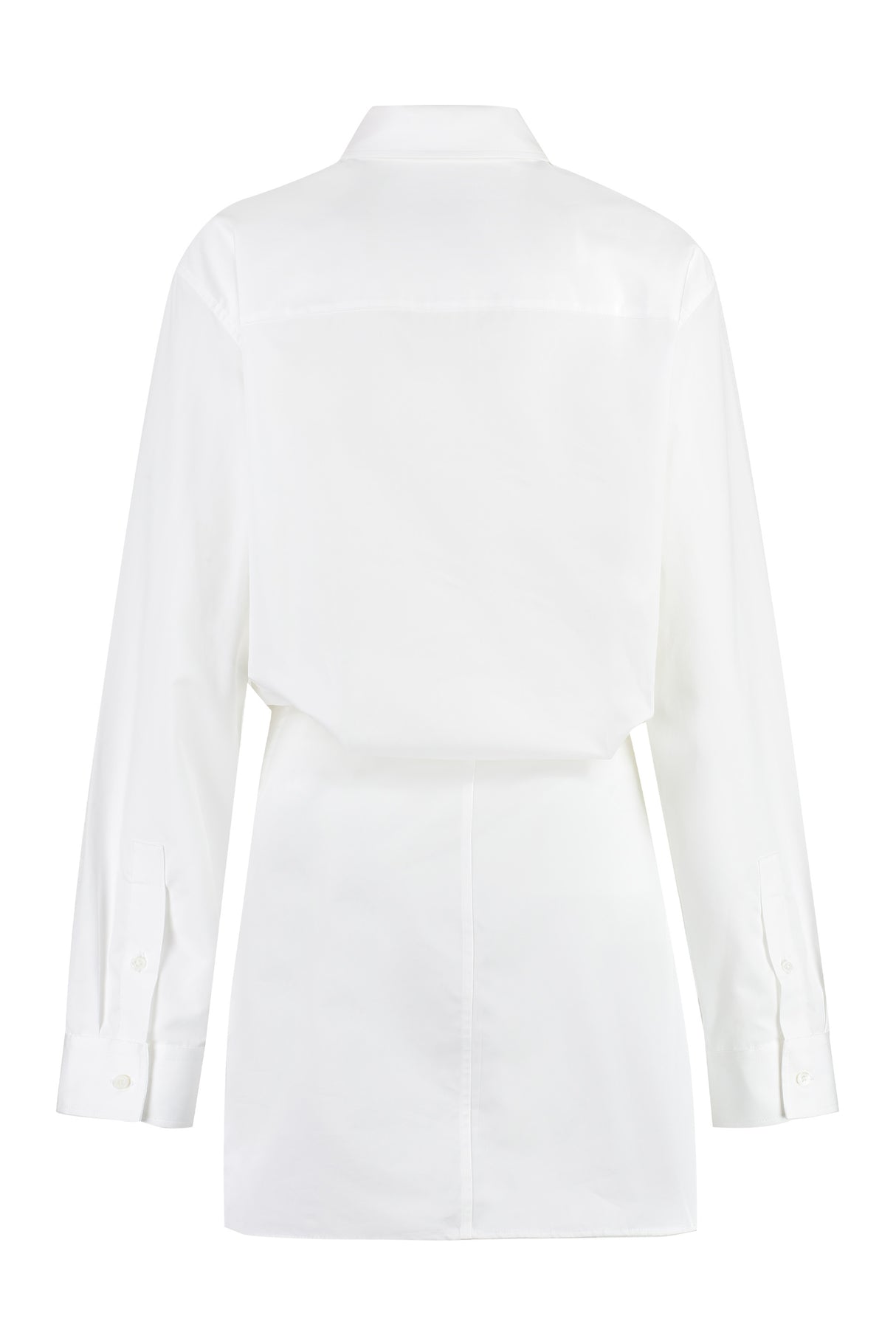 OFF-WHITE Elegant White Cotton Shirt Dress with Asymmetric Hem for Women