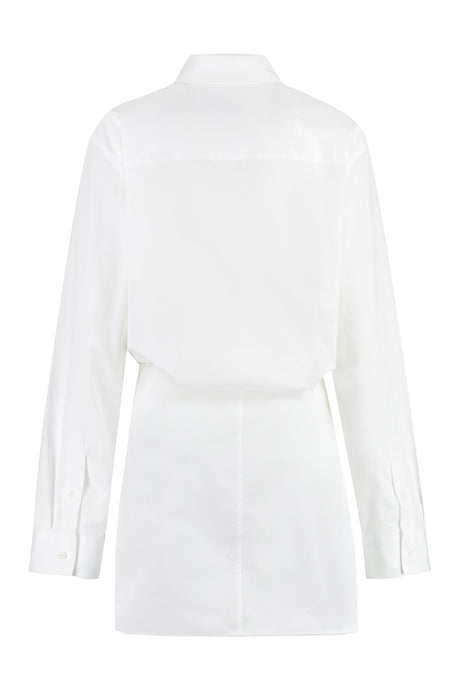 OFF-WHITE Asymmetric White Cotton Shirt Dress