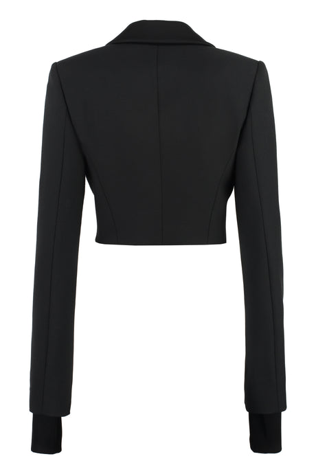 OFF-WHITE Asymmetrical Cropped Jacket in Black Wool Blend for Women - SS23