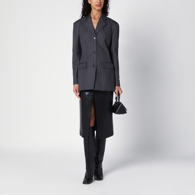 OFF-WHITE Grey Pinstripe Single-Breasted Jacket for Women