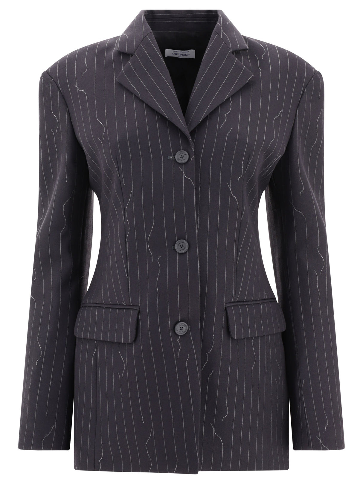 OFF-WHITE Navy Pinstriped Blazer for Women - SS24 Collection