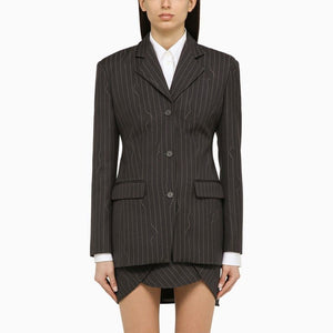 OFF-WHITE Tailored Grey Pinstripe Jacket