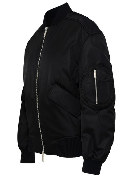 OFF-WHITE Black Wool Bomber Jacket for Women - FW23 Season