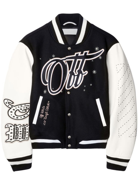 OFF-WHITE Varsity Bomber Jacket with Bling Stars – Women's Outerwear