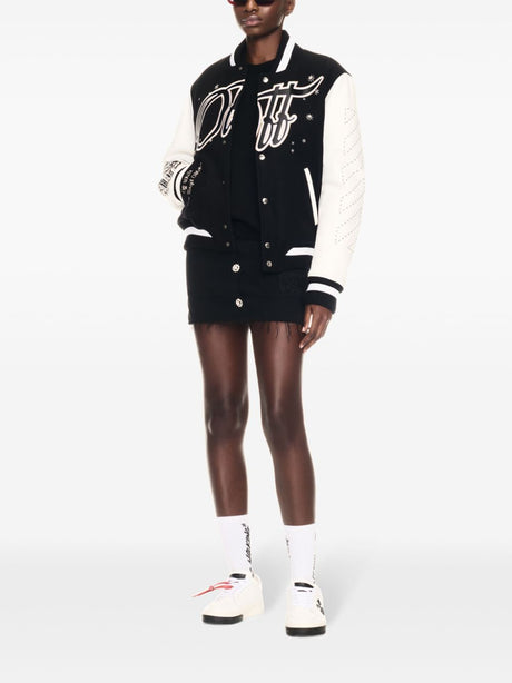 OFF-WHITE Varsity Bomber Jacket with Bling Stars – Women's Outerwear