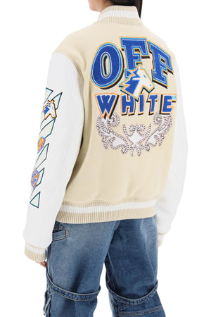 OFF-WHITE Mixed Colours Thunderbolt Varsity Bomber Jacket