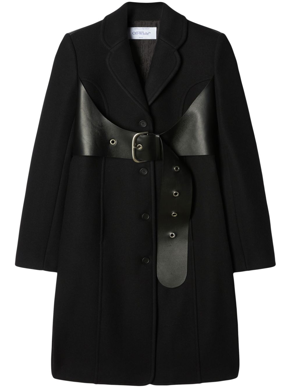 OFF-WHITE Belted Black Coat for Women in Wool Blend | FW23 Collection