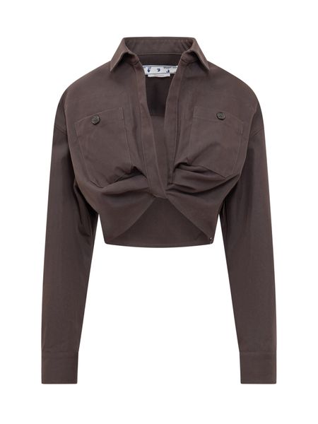 OFF-WHITE Dark Grey Cargo Cropped Shirt for Women - FW22 Collection