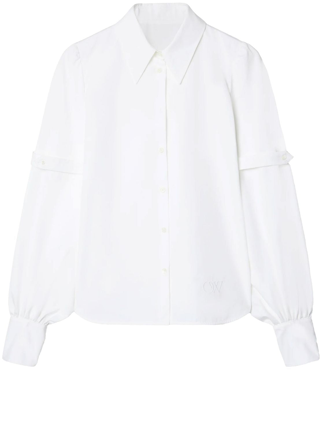 OFF-WHITE White Cotton Poplin Shirt with Straps and OW Embroidery