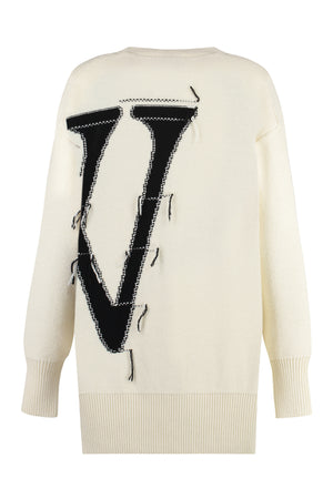 OFF-WHITE White Wool Cardigan for Women | SS24 Season | Ribbed Edges