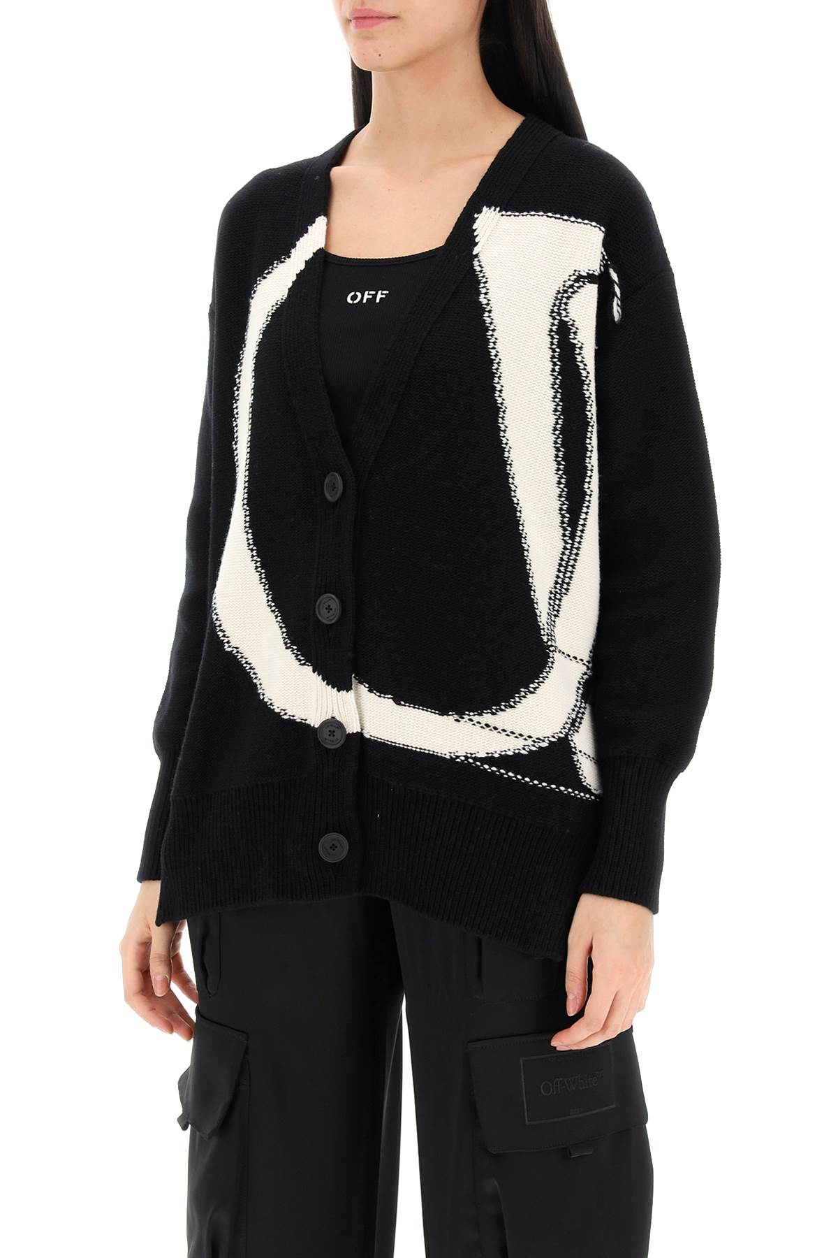 OFF-WHITE Elegant Maxi Logo Cardigan for Women in Mixed Colours for SS24