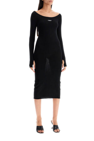 OFF-WHITE Viscose Blend Dress with Thumbhole Cuffs