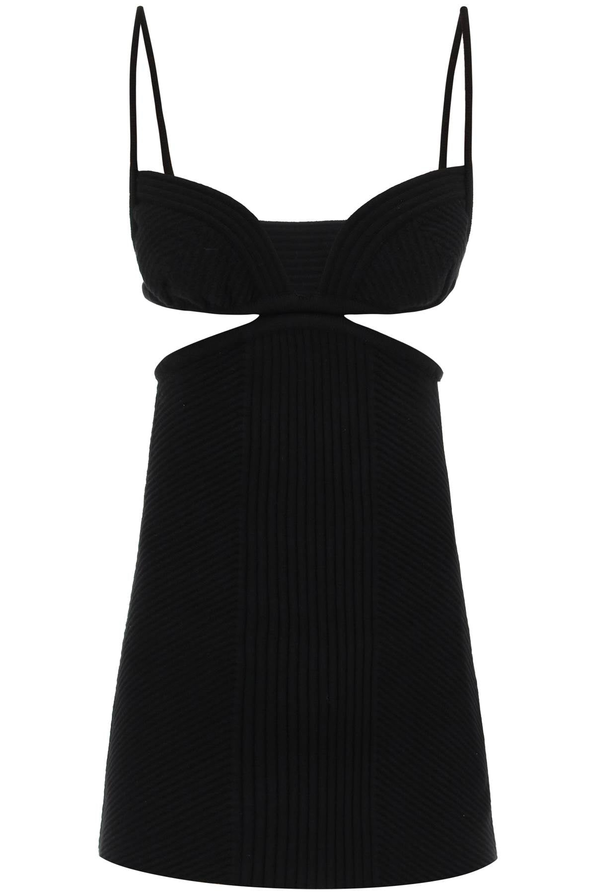 OFF-WHITE Cut Out Black Ribbed Mini Dress for Women