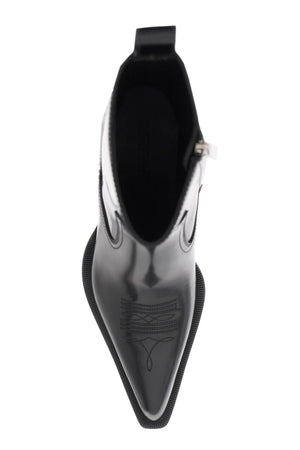 Đôi giày bốt cổ cao nữ da bò đen - Bộ sưu tập FW23