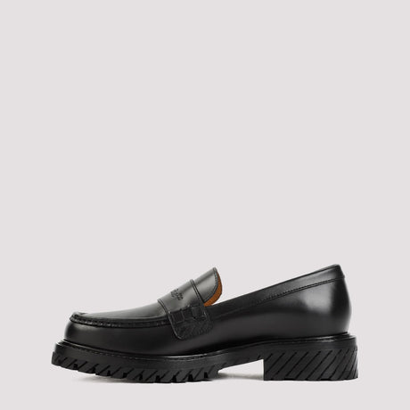 OFF-WHITE Women's Black Leather Military Loafer for SS24