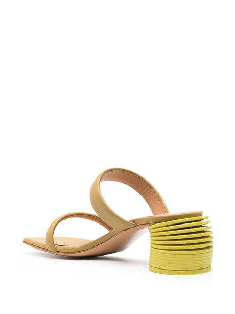 OFF-WHITE Green Square Toe Heeled Sandals for Women - SS24 Collection