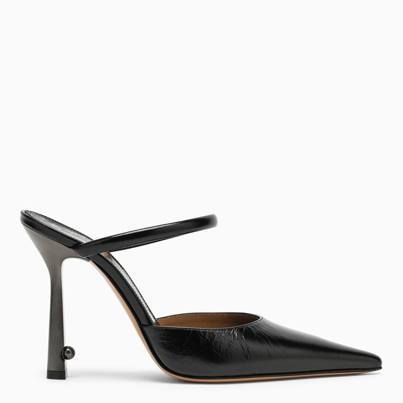 OFF-WHITE Sleek Black Leather Slingback Pointed Pumps for Women