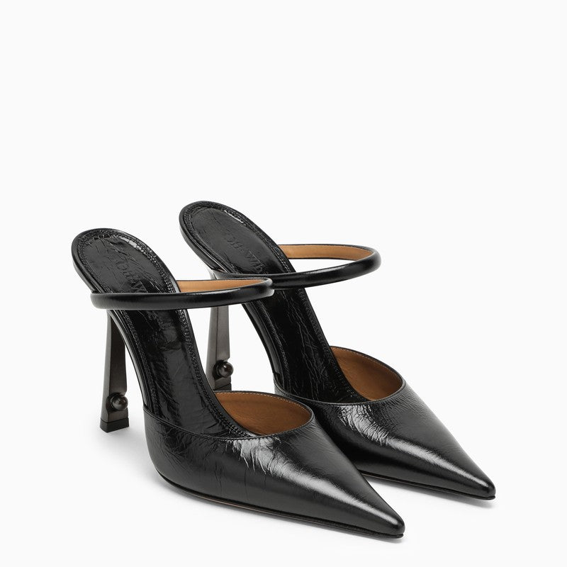 OFF-WHITE Sleek Black Leather Slingback Pointed Pumps for Women