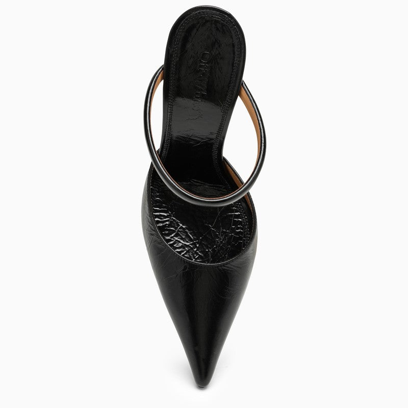 OFF-WHITE Sleek Black Leather Slingback Pointed Pumps for Women
