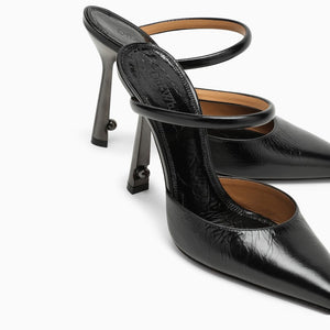 OFF-WHITE Sleek Black Leather Slingback Pointed Pumps for Women