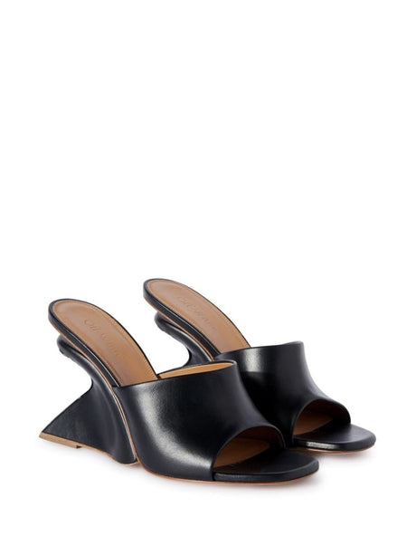 OFF-WHITE Black Sandals with Silver Detail Heel for Women - Exclusive SS24 Collection
