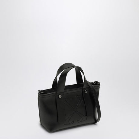 OFF-WHITE  BLACK LEATHER HANDBAG WITH LOGO