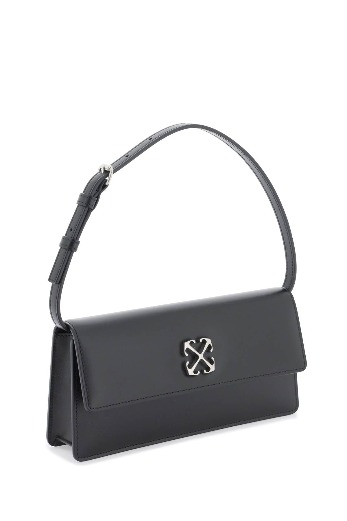 OFF-WHITE Black Leather Shoulder Handbag - SS24 Collection