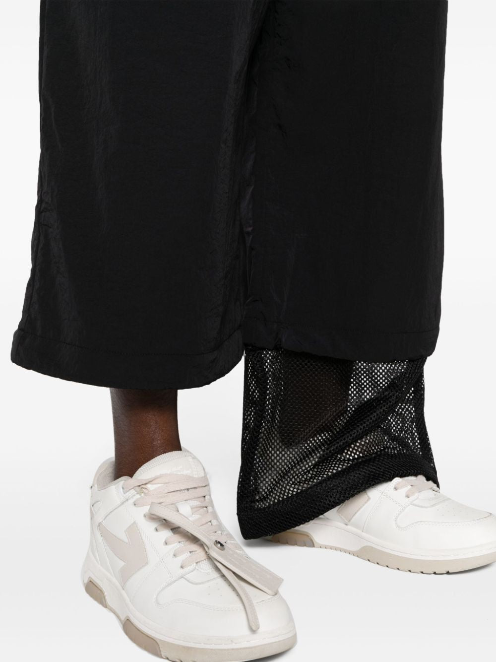 OFF-WHITE Crispy Black Wide Mesh Trousers for Women