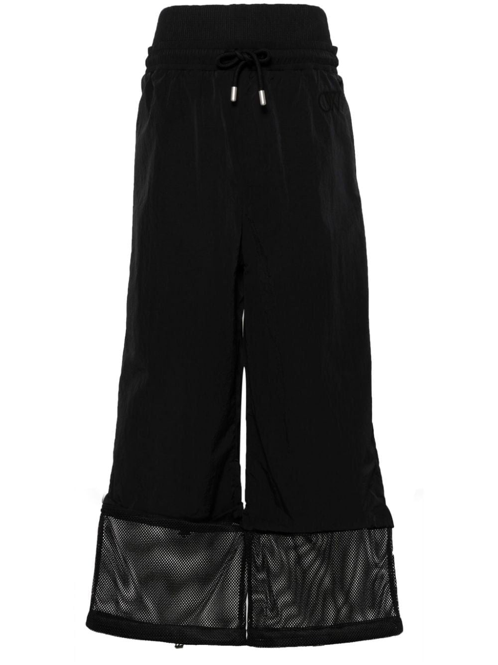 OFF-WHITE Crispy Black Wide Mesh Trousers for Women