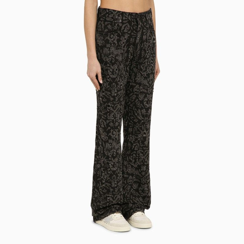 OFF-WHITE Vintage Black Denim Flared Trousers for Women