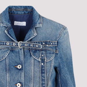 OFF-WHITE Blue Cargo-Inspired Denim Jacket for Women