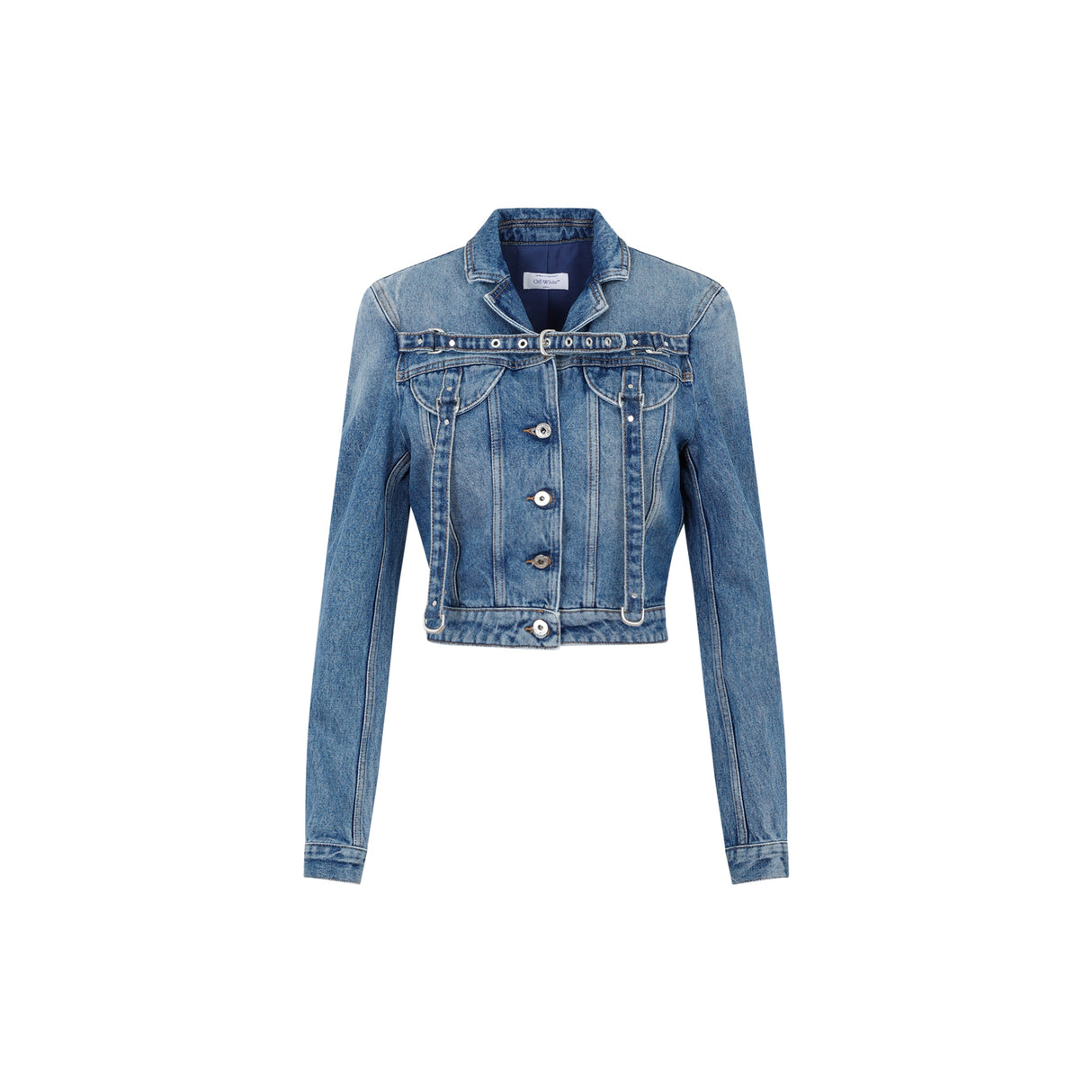 OFF-WHITE Blue Cargo-Inspired Denim Jacket for Women