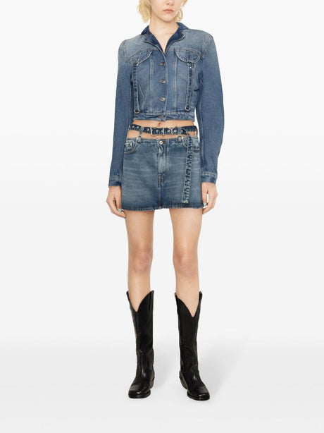 OFF-WHITE Blue Vintage Denim Cargo Jacket for Women