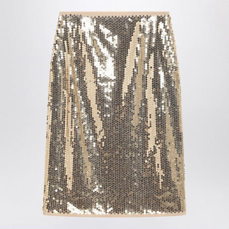 PRADA Glamorous Gold Midi Skirt with Sequins