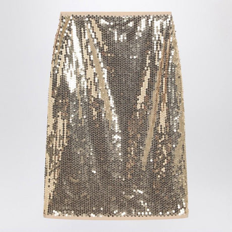 PRADA Glamorous Gold Midi Skirt with Sequins