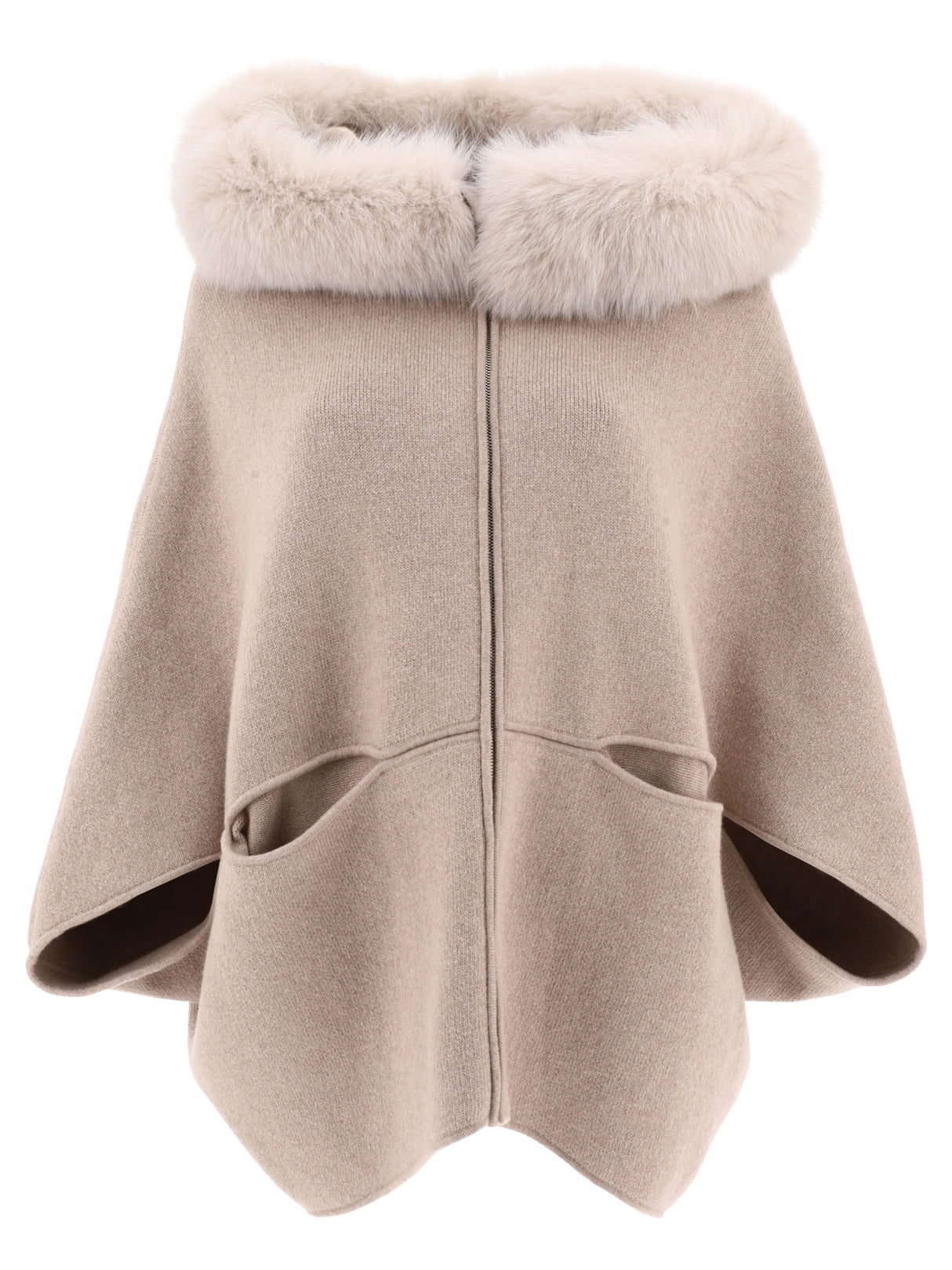 GIOVI Luxurious Beige Wool and Cashmere Cape for Women - FW23 Collection