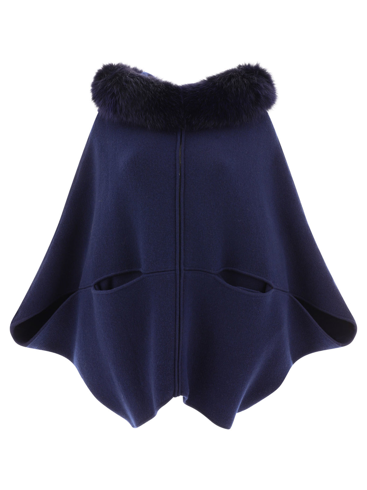 GIOVI Women's Blue Wool and Cashmere Cape for FW23