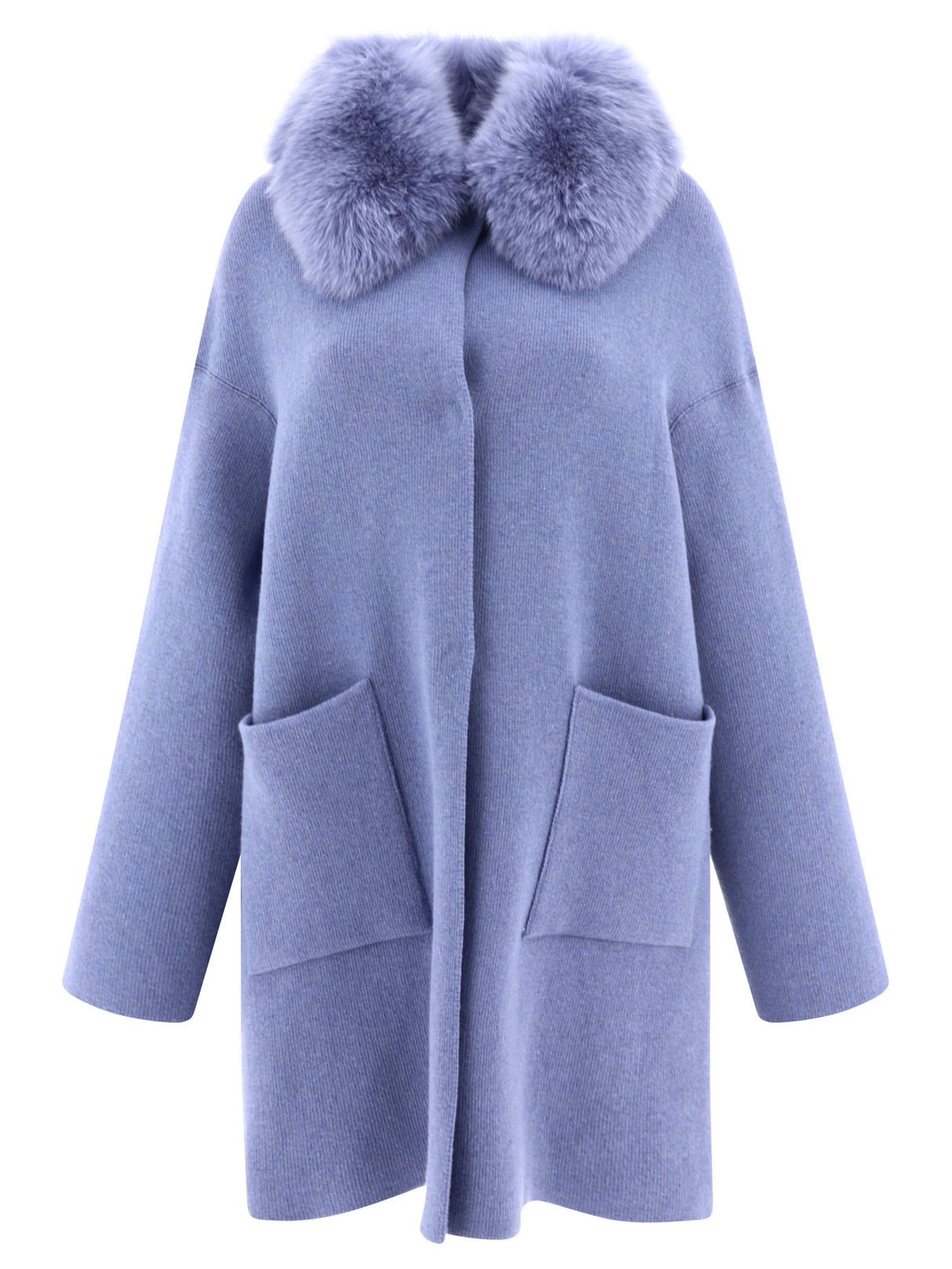 Áo khoác Lane màu xanh nhạt sang trọng từ lông cừu và cát-len cho phái nữ