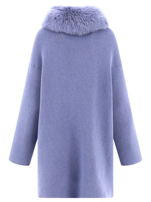 Áo khoác Lane màu xanh nhạt sang trọng từ lông cừu và cát-len cho phái nữ