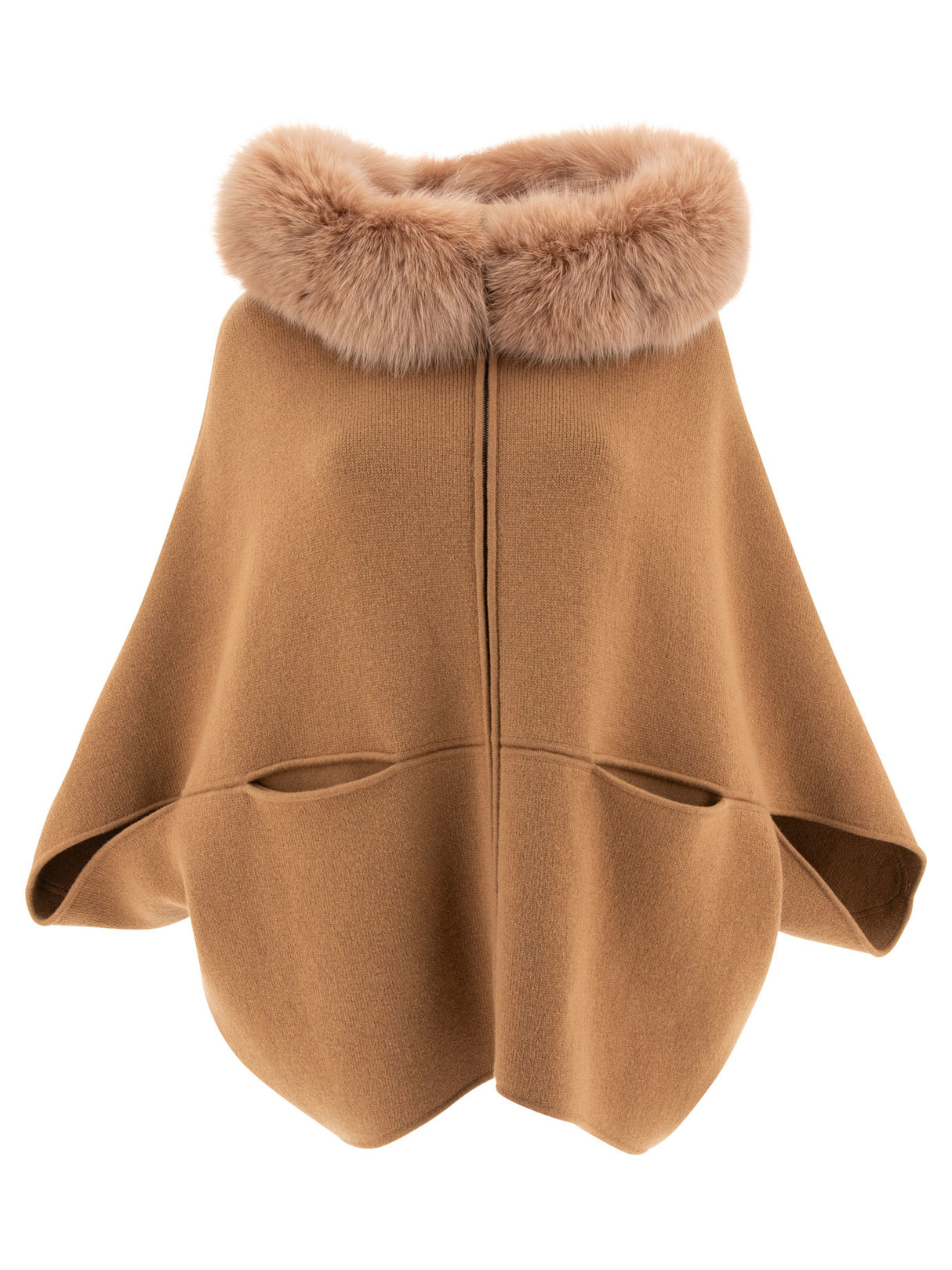 GIOVI Luxurious Wool-Cashmere Beige Poncho for Women