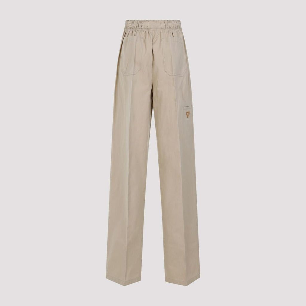 PRADA Nude & Neutral Cotton Trousers for Women - SS24 Collection